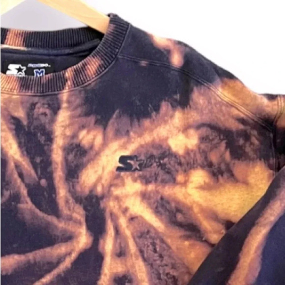 Vintage STARTER Upcycled Bleach-Dyed Crew Neck Pullover Sweatshirt Women’s MED - Picture 3 of 7